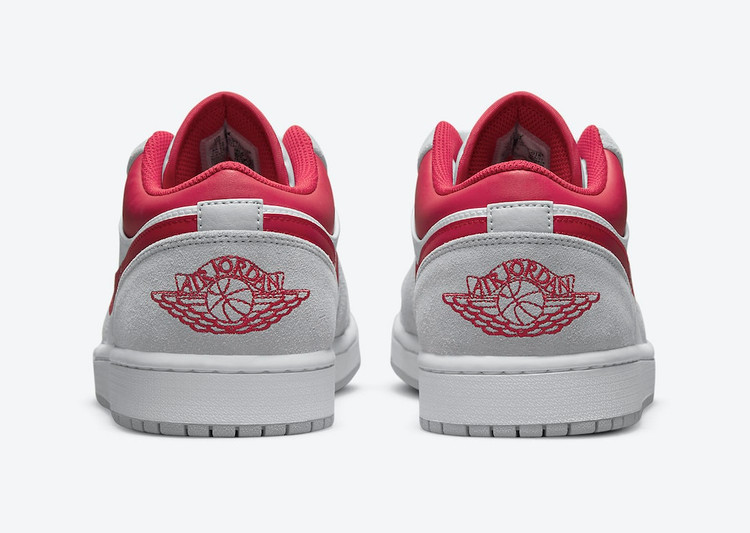 کتونی ایر جردن ۱ لُو (Air Jordan 1 Low) سفید طوسی قرمز