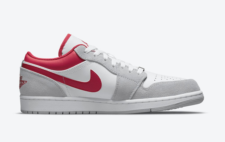 کتونی ایر جردن ۱ لُو (Air Jordan 1 Low) سفید طوسی قرمز